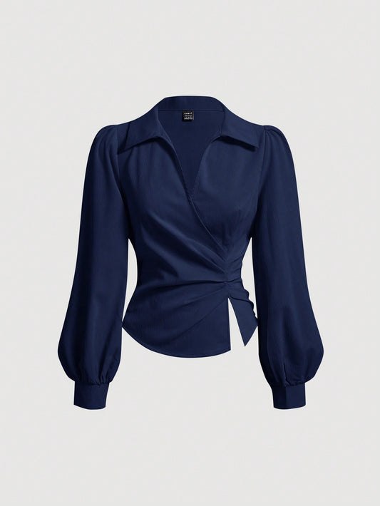 Ruched Waist Puff long sleeve blouse