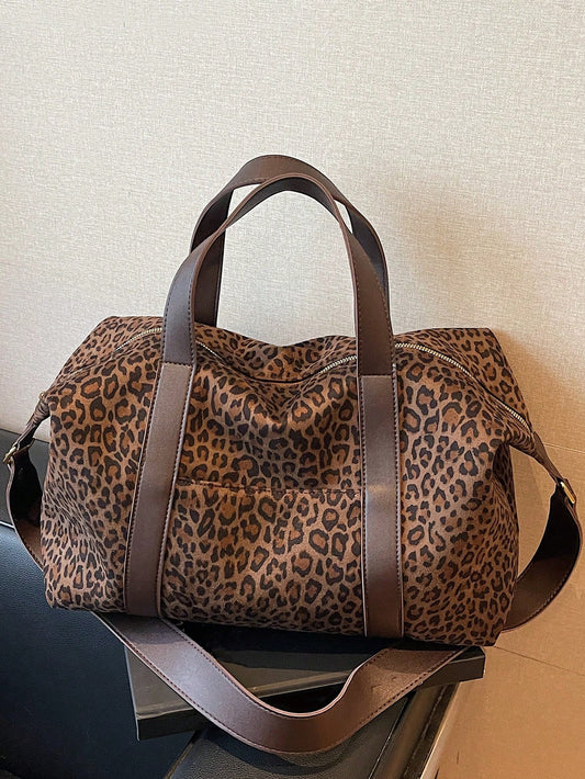 Leopard Print Leather Handbag