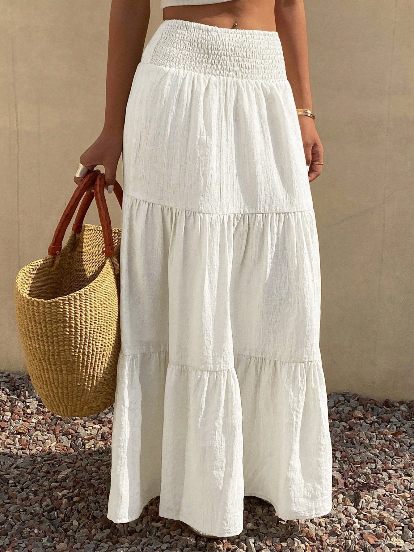 Ruffle White Skirt