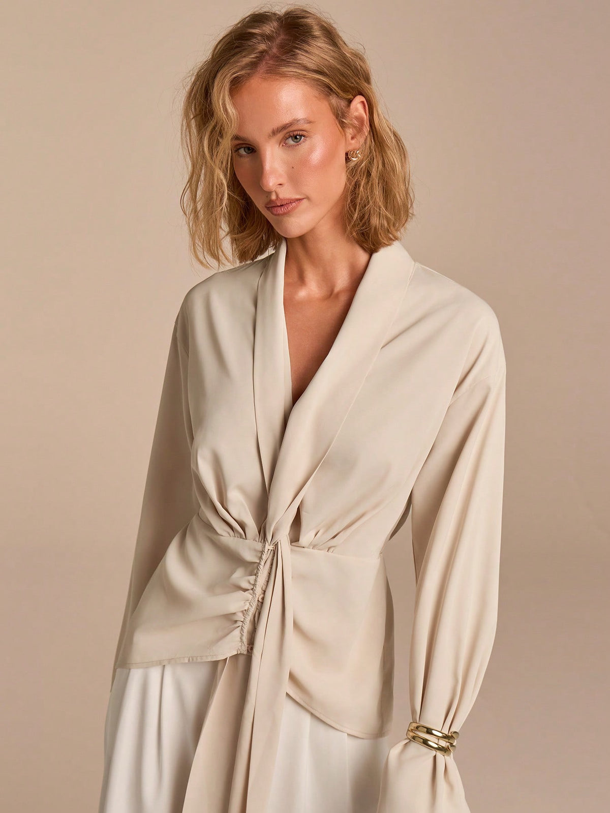 Long Sleeve Ruched Blouse