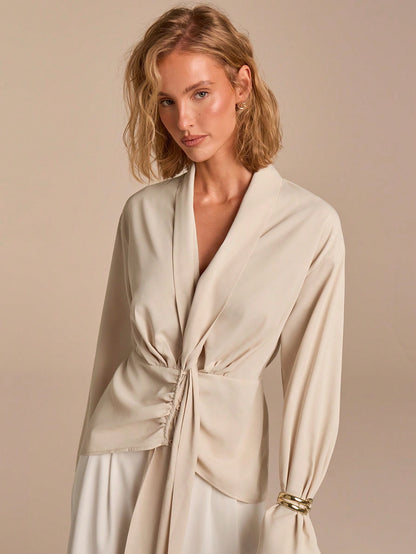 Long Sleeve Ruched Blouse