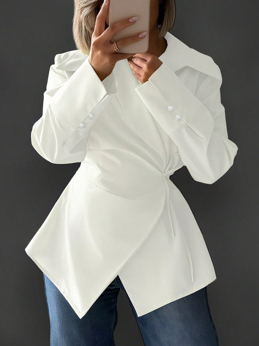 Waist Tie Long Sleeve Blouse