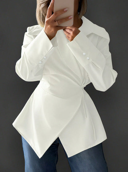 Waist Tie Long Sleeve Blouse