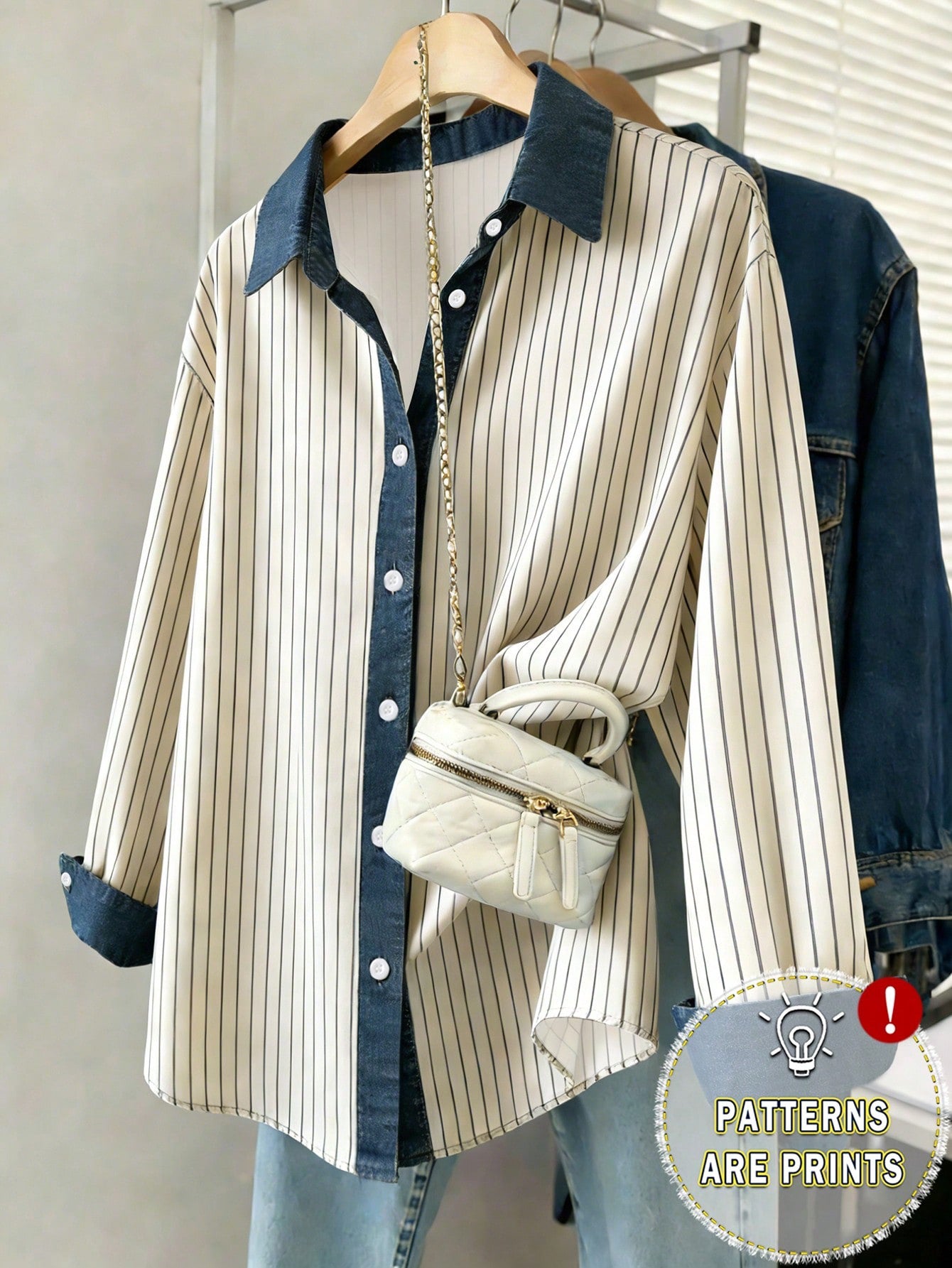 Striped Retro Print Casual Shirt