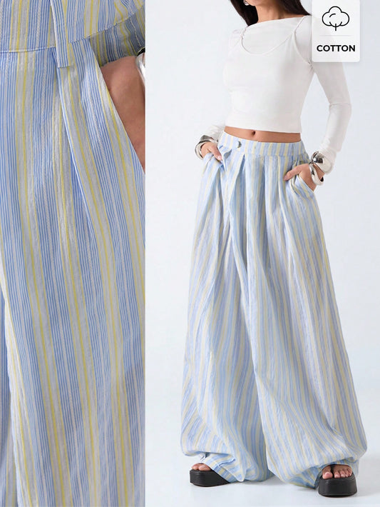 Casual Striped Wide leg pants