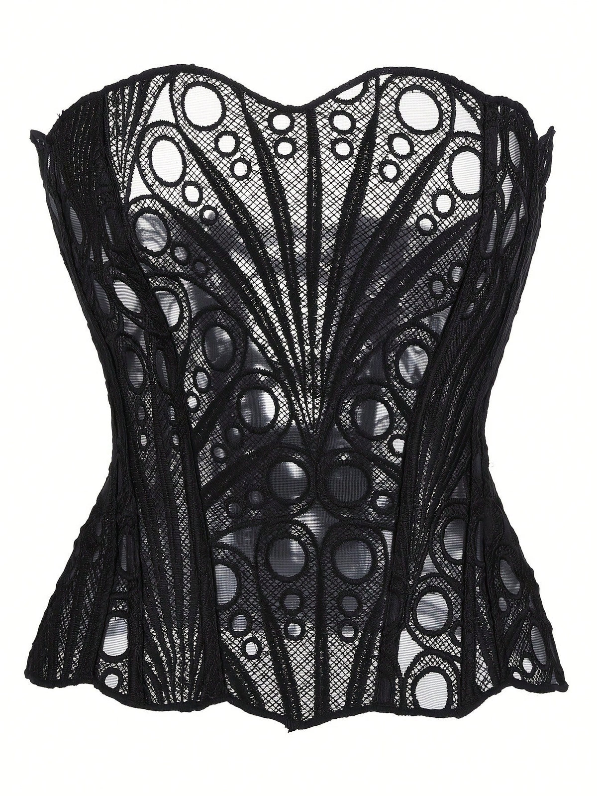 Black Floral Lace Sheer Cutout Cropped Camisole Top